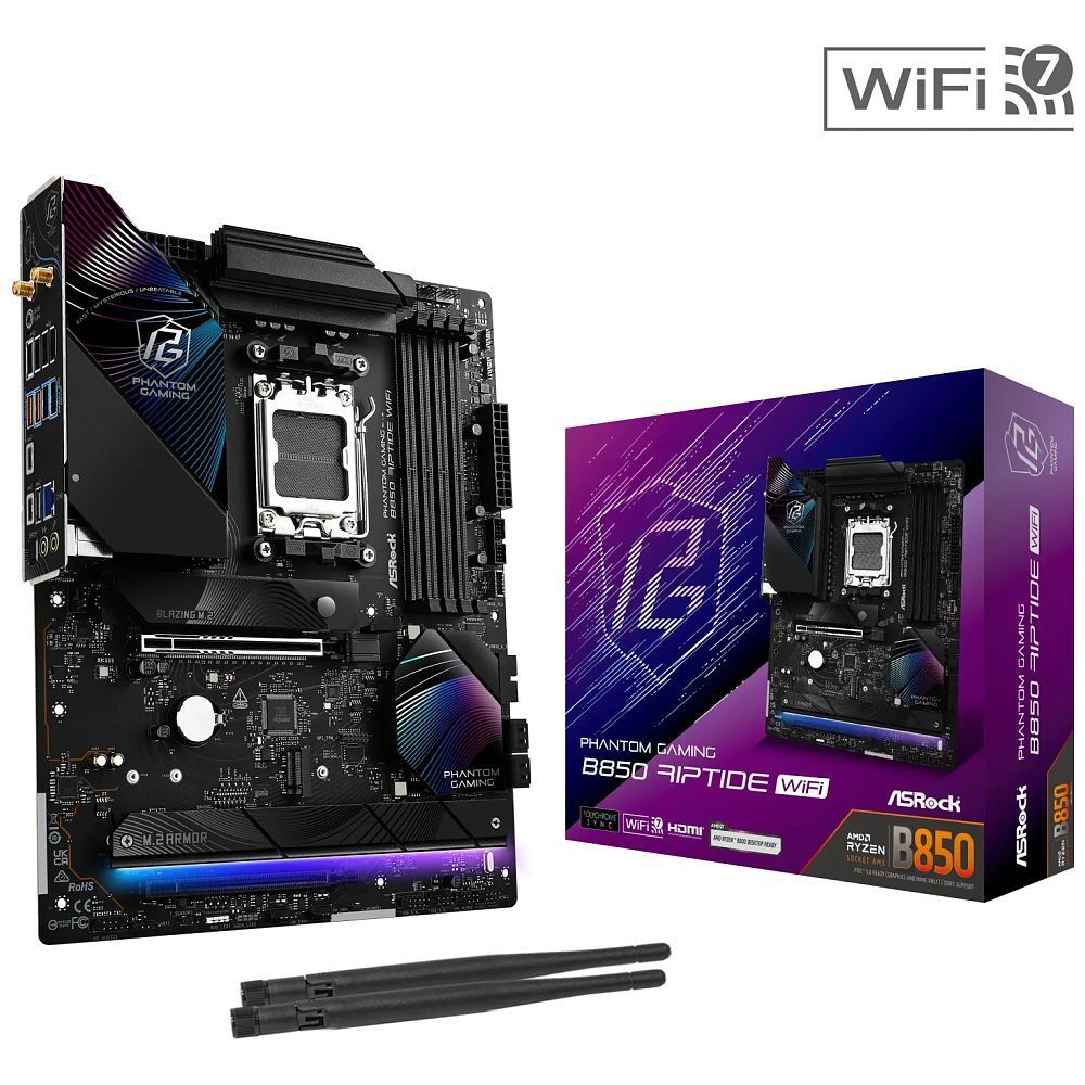 Asrock Phantom Gaming B850 Riptide WiFi AMD B850 Emplacement AM5 ATX Neuf - vue 4