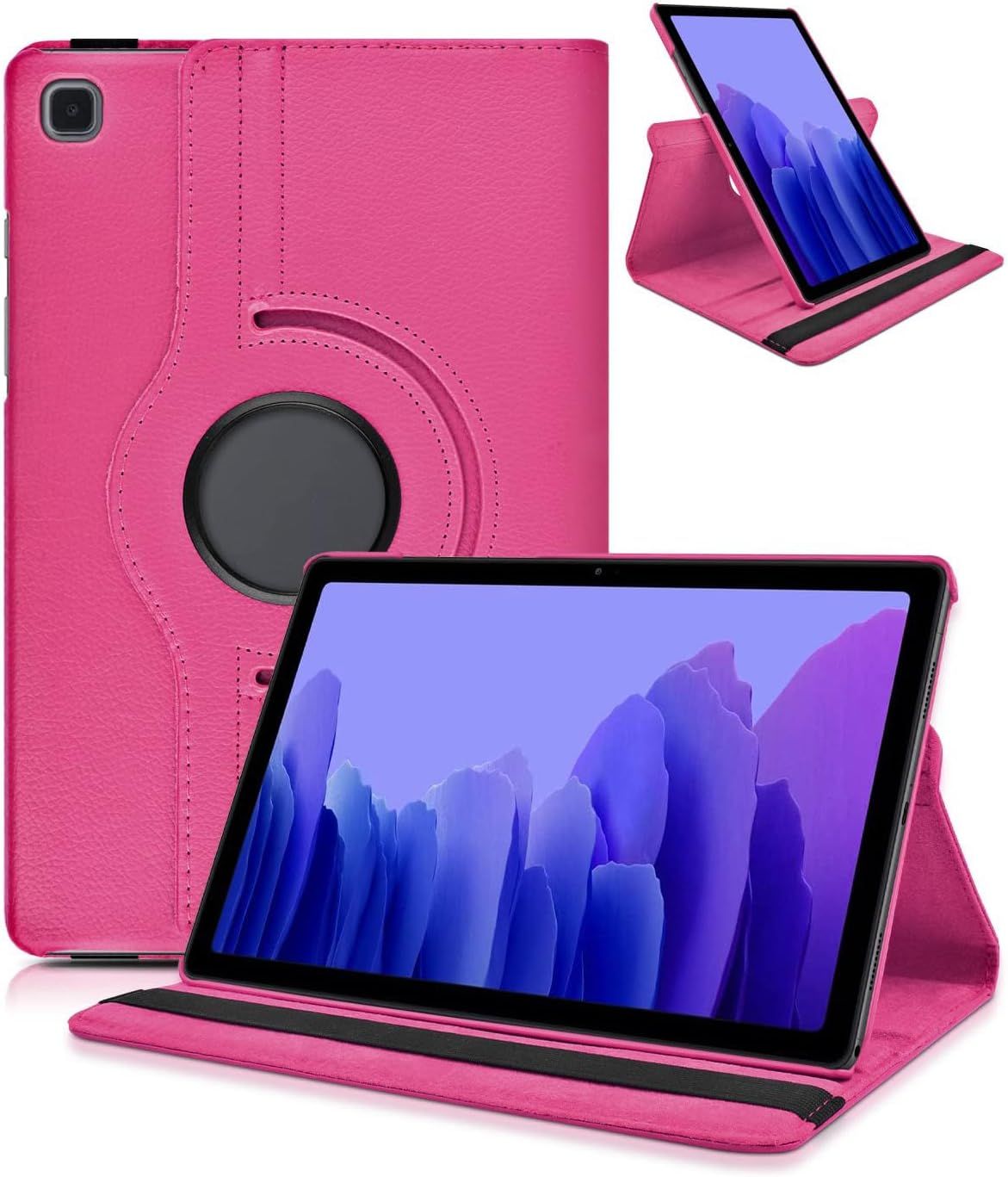 Coque Pour Samsung Galaxy Tab A7 10.4 2020 (Sm-T500/T505/T507) Ultra Mince 360 Rotatif Support Housse De Protection Cuir Étui Tablette A7 10,4"" Book Cover, Rose Rouge.[F3062]