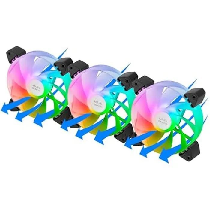 Ventilateurs - MARS GAMING - MF-3AR - Éclairage ARGB 360° - Pales Inversées - Technologie FDB