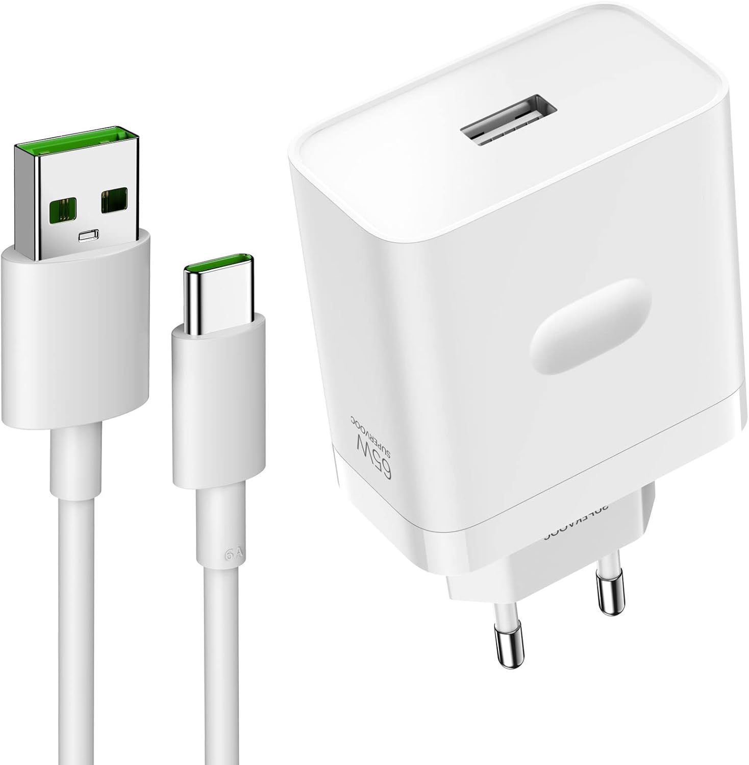 Chargeur Supervooc 65W & Câble Usb C 1M Pour Oppo Find X5 Lite/X3 Lite/Reno 12F/11 F/10/8 Lite/A79/A78/A58/A38/A74/A60, Chargeur Rapide Usb C Chargeurs Secteur Pour Oneplus Nord Ce[CHA241097]