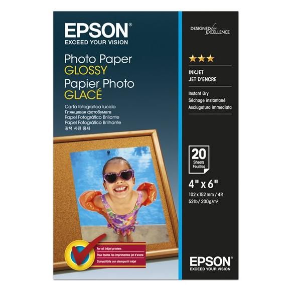 Epson 102 x 152 mm 200 gm² 20 feuille papier photo pour EcoTank ET 2850 2851 2856 4850 EcoTank Photo ET 8500 EcoTank Pro ET 5800