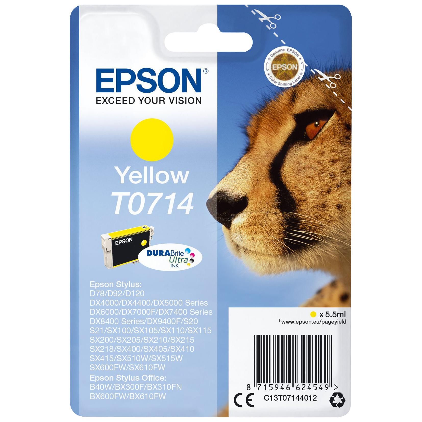 Cartouche d'encre Epson T0714 Jaune série Guépard