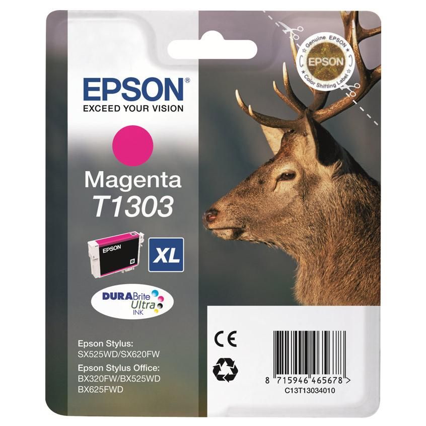 Epson T1303 - 10.1 ml - taille XL - magenta - original - blister - cartouche d'encre - pour Stylus Office BX630, BX635, BX935; WorkForce WF-3010, 3520, 3530, 3540, 7015, 7515, 7525