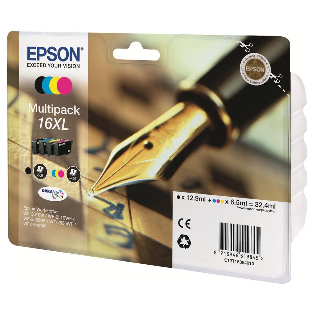 Epson 16XL Multipack - Pack de 4 - XL - noir, jaune, cyan, magenta - original - blister - cartouche d'encre - pour WorkForce WF-2010, 2510, 2520, 2530, 2540, 2630, 2650, 2660, 2750, 2760