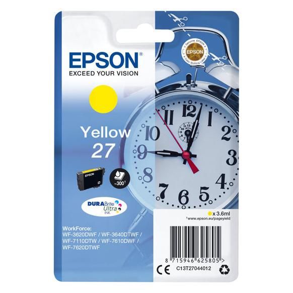 Epson 27 - 3.6 ml - jaune - original - cartouche d'encre - pour WorkForce WF-3620, WF-3640, WF-7110, WF-7210, WF-7610, WF-7620, WF-7710, WF-7715, WF-7720 Epson 27 - 3.6 ml - jaune - original - cartouche d'encre - pour WorkForce WF-3620, WF-3640, WF-7110, WF-7210, WF-7610, WF-7620, WF-7710, WF-7715, WF-7720
