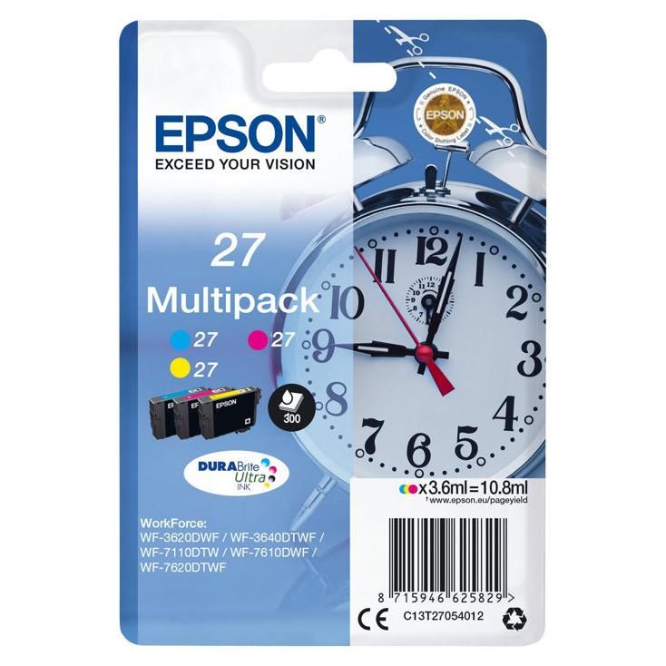Epson 27 Multi-Pack - Pack de 3 - 10.8 ml - jaune, cyan, magenta - original - cartouche d'encre - pour WorkForce WF-3620, WF-3640, WF-7110, WF-7210, WF-7610, WF-7620, WF-7710, WF-7715, WF-7720