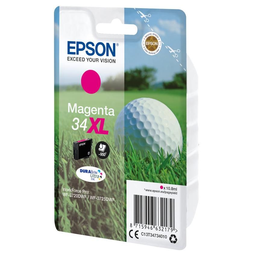 Epson 34XL - 10.8 ml - XL - magenta - original - blister - cartouche d'encre - pour WorkForce Pro WF-3720, WF-3720DWF, WF-3725DWF