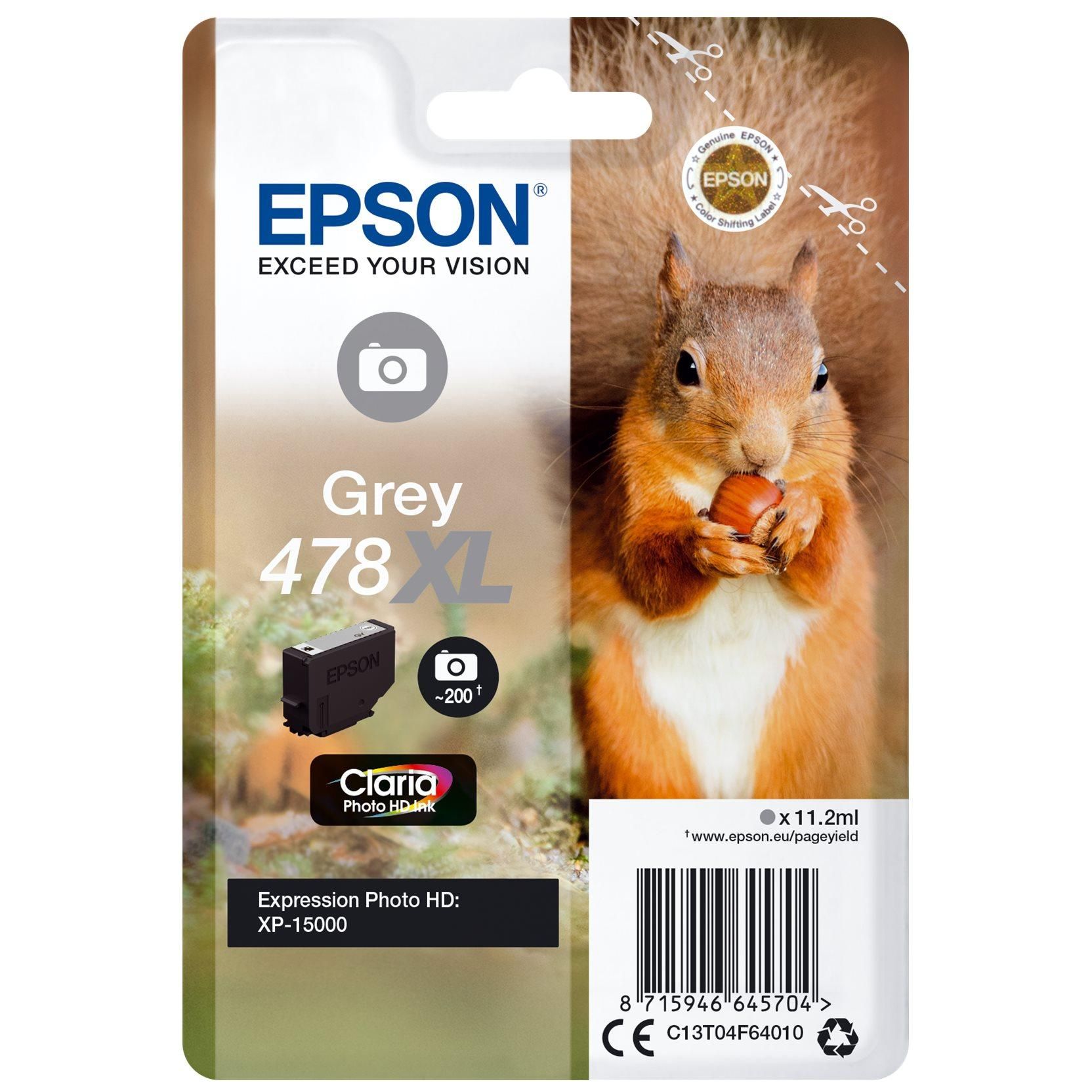 Epson 478XL - 11.2 ml - haute capacité - gris - original - cartouche d'encre - pour Expression Home HD XP-15000