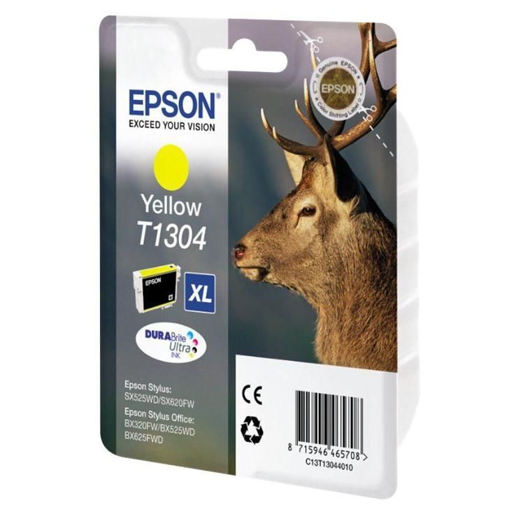 Epson T1304 10.1 ml jaune original blister avec alarme sonore cartouche d'encre pour Stylus Office BX535 BX630 BX635 BX935 WorkForce WF 3520 3530 3540 7015 7515 7525
