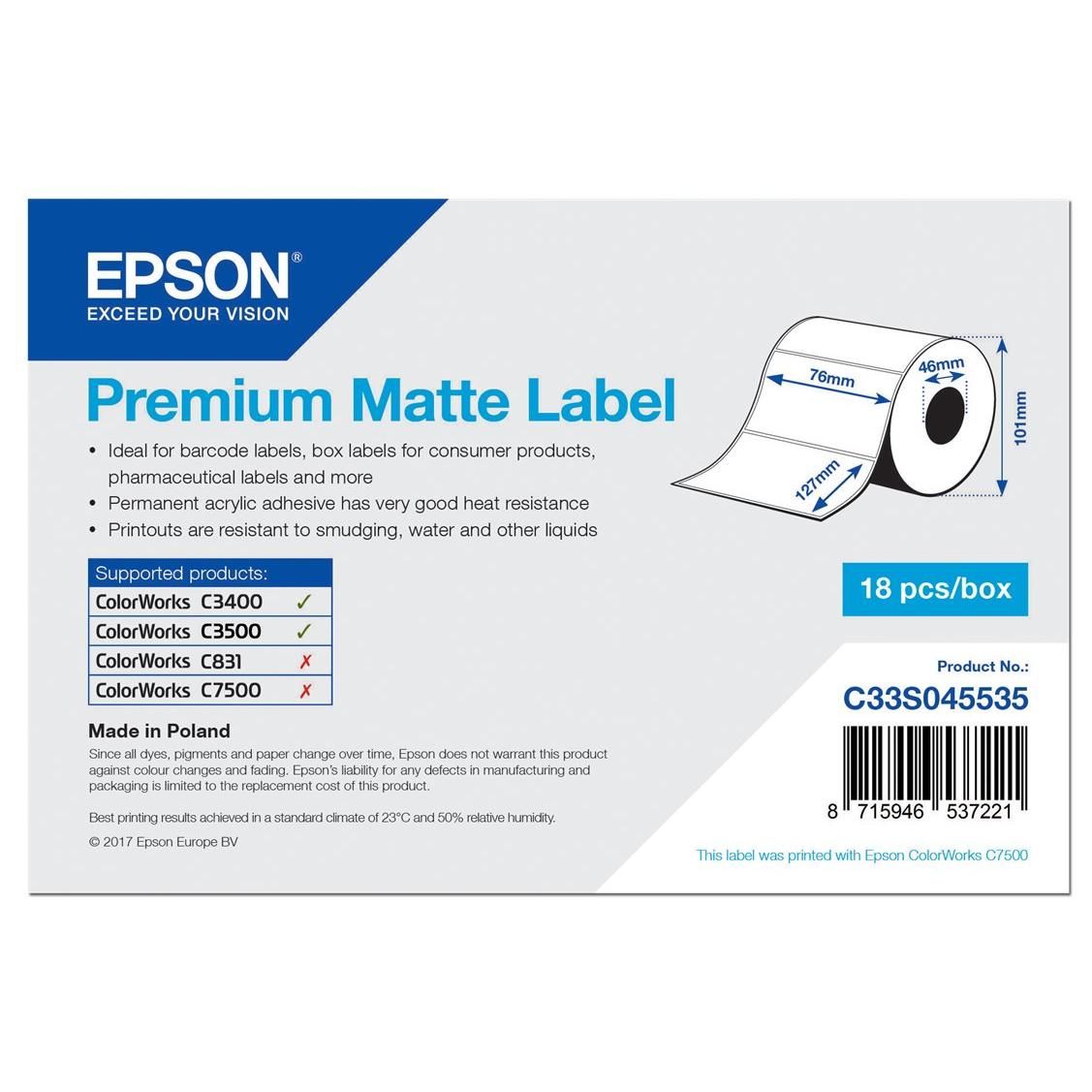 Epson Premium Matte Label 102 x 152 mm 225 finition