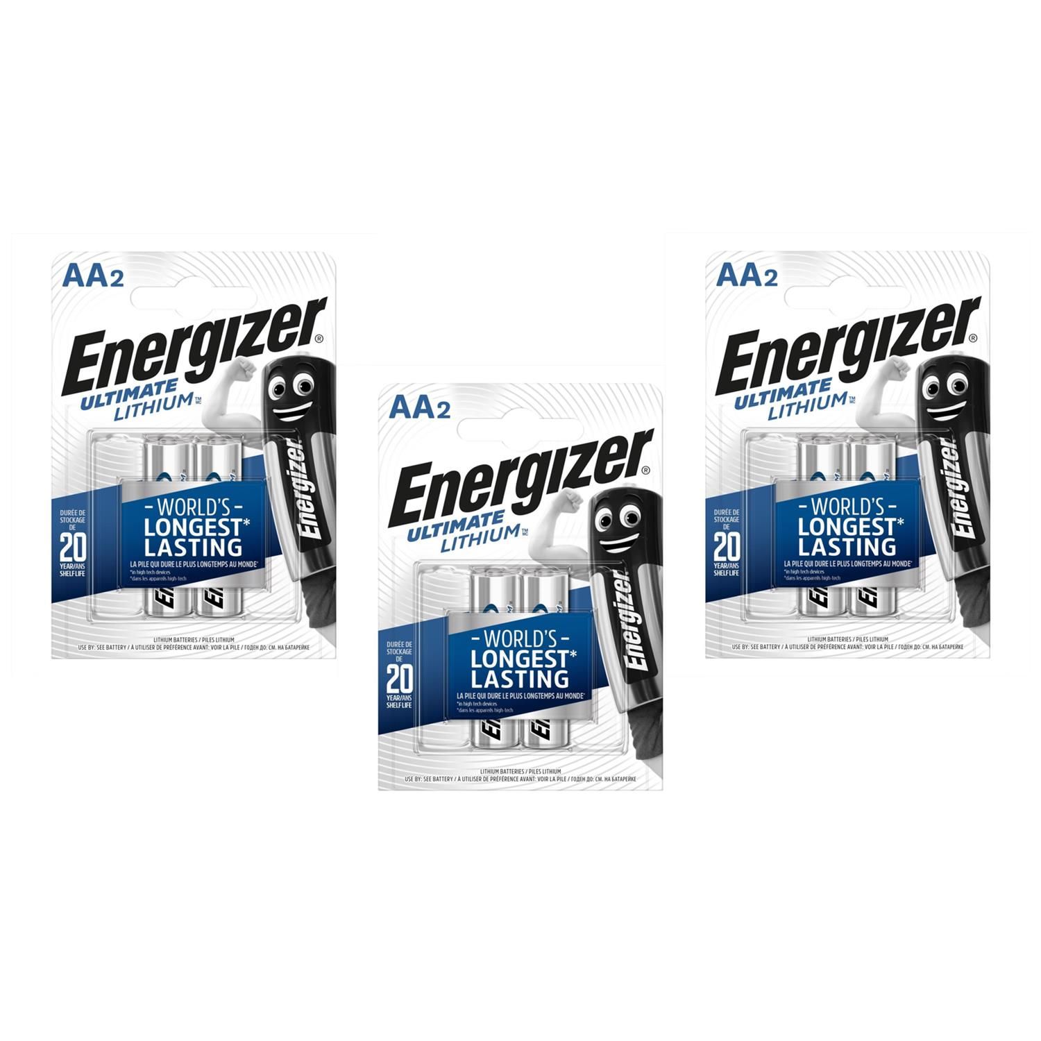 ENERGIZER Lot de 3 Blisters de 2 Piles Ultimate Lithium L91 AA Mignon LR6 1 5V
