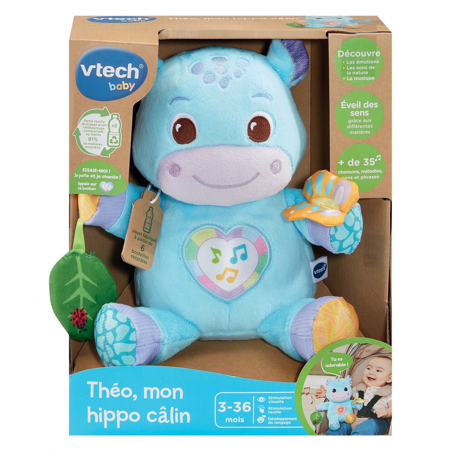 VTECH THÉO MON HIPPO CALIN BOUTEILLES PLASTIQUE RECYCLÉES . - vue 3