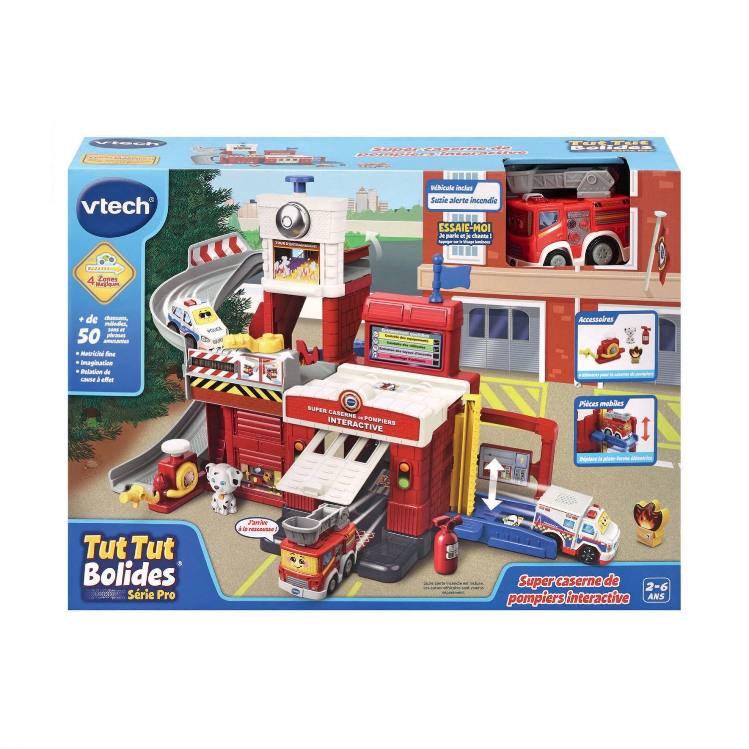 VTech Tut Tut Bolides Série Pro Super Caserne de Pompiers Interactive avec Camion Suzie Alerte Incendie Circuit Voitures 4 Zones Magiques Cadeau Enfant de à Contenu en Français - vue 10