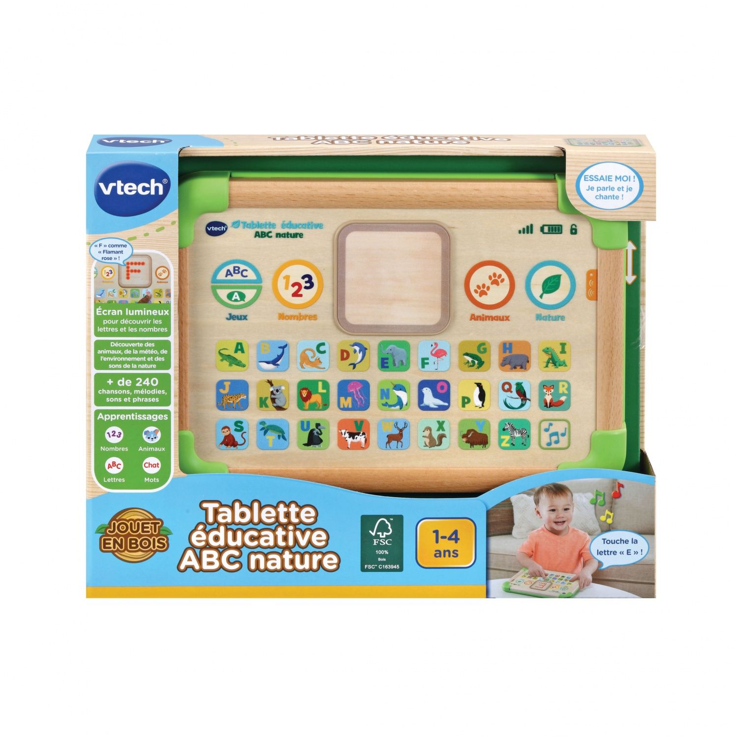 VTECH BABY TABLETTE ÉDUCATIVE ABC NATURE (JOUET AVEC PARTIE BOIS CERTIFIÉ FSC)