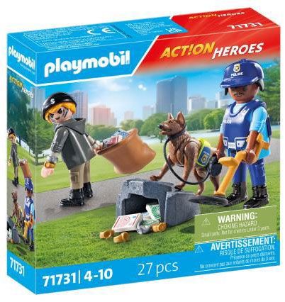Policier Chien De Recherche Et Voleur Playmobil La Boite - vue 2