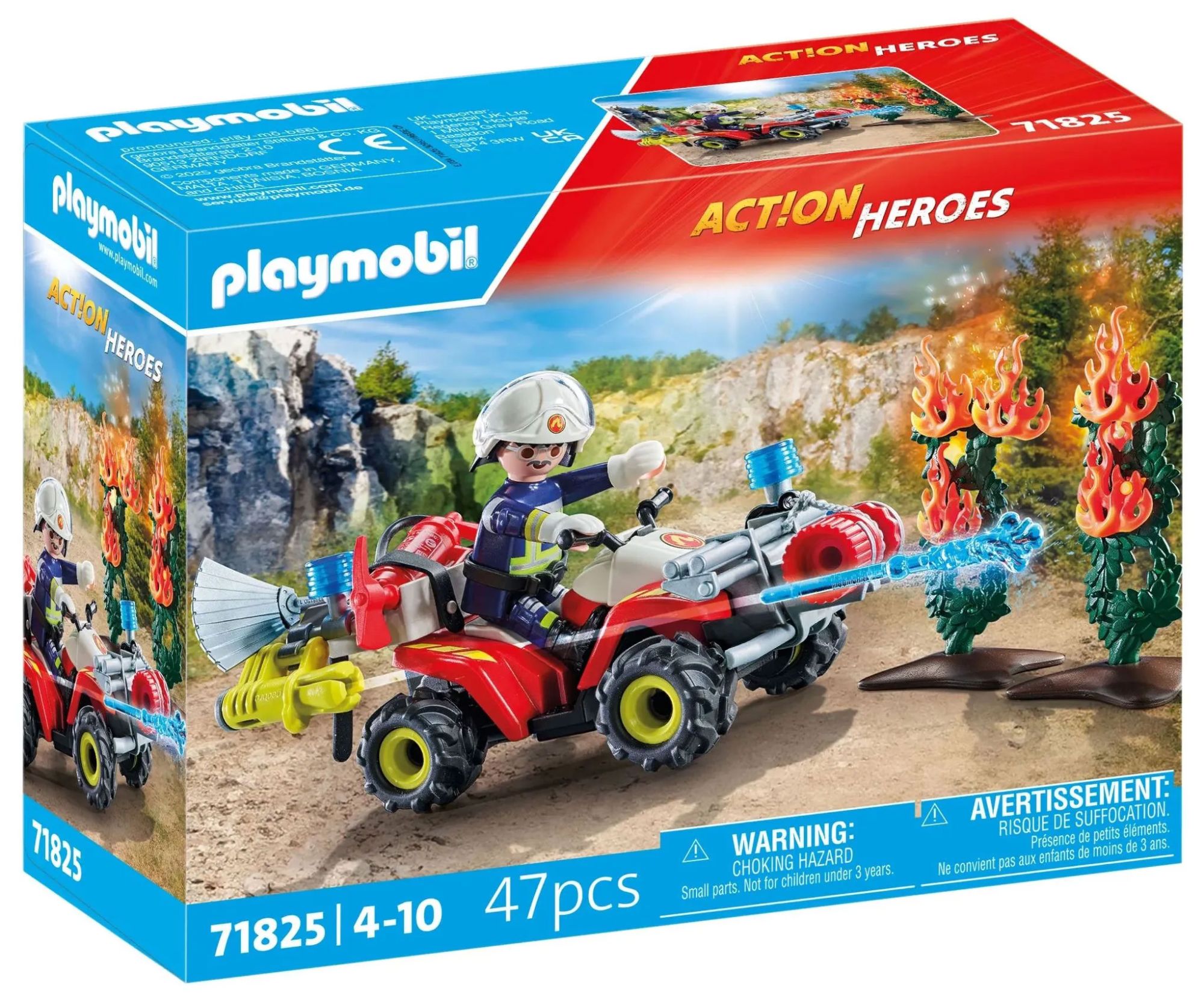 Pompier Avec Quad Et Arbustes Enflammés Playmobil La Boite - vue 8