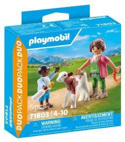 Fermière Et Enfant Avec Veau Playmobil La Boite