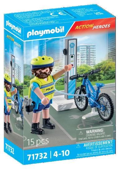 Policier Cycliste Avec Borne De Recharge Playmobil La Boite - vue 3