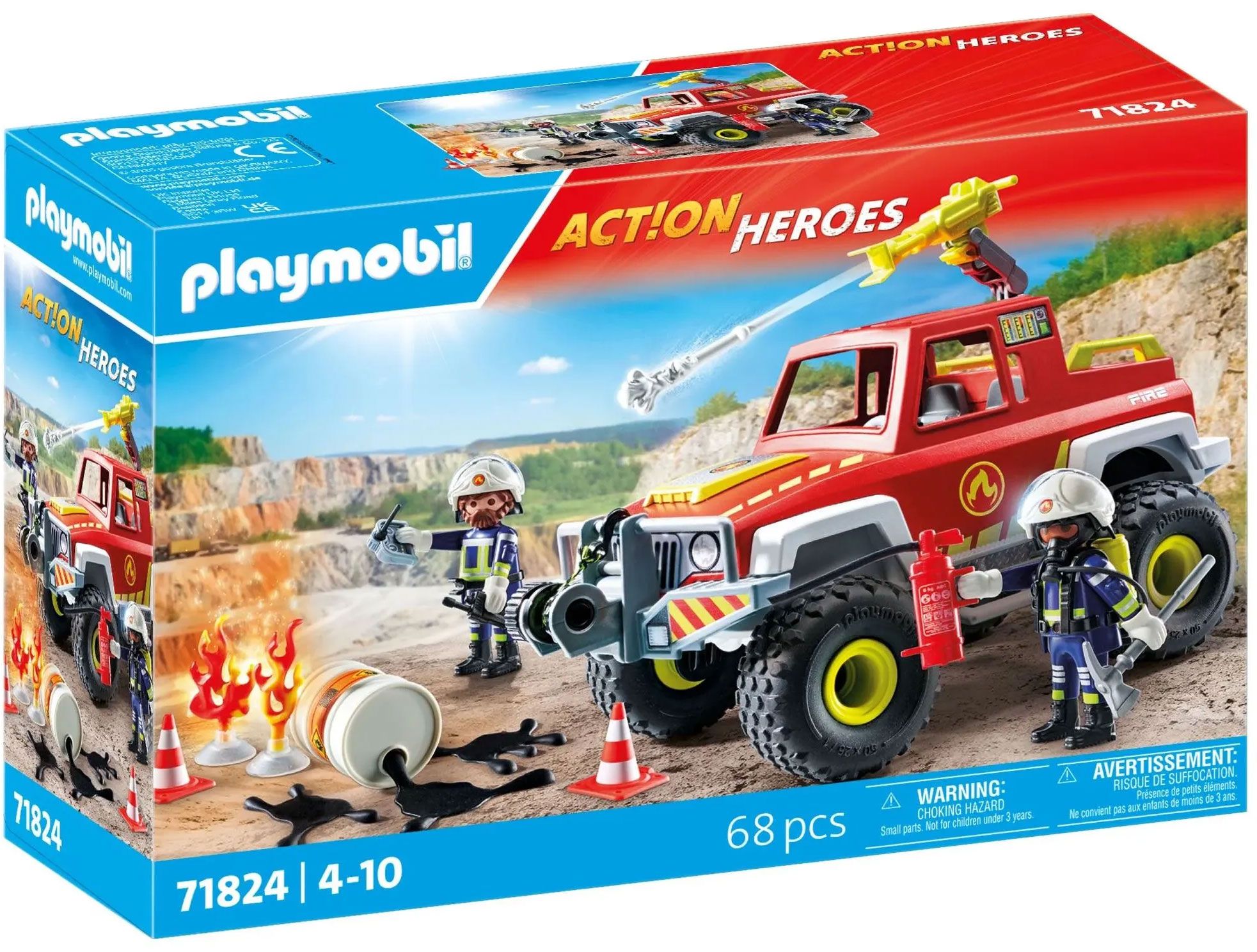Playmobil Action Heroes 71824 - Véhicule De Pompiers Avec Bidon Enflammé
