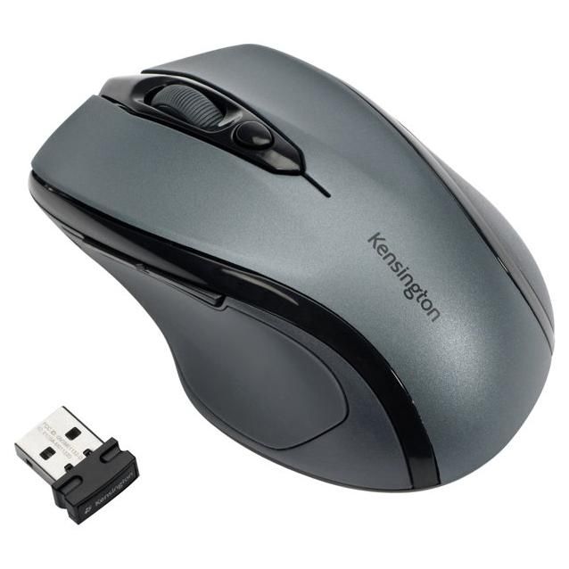 Kensington Pro Fit Mid-Size - Souris - pour droitiers - optique - 5 boutons - sans fil - 2.4 GHz - récepteur sans fil USB - gris graphite