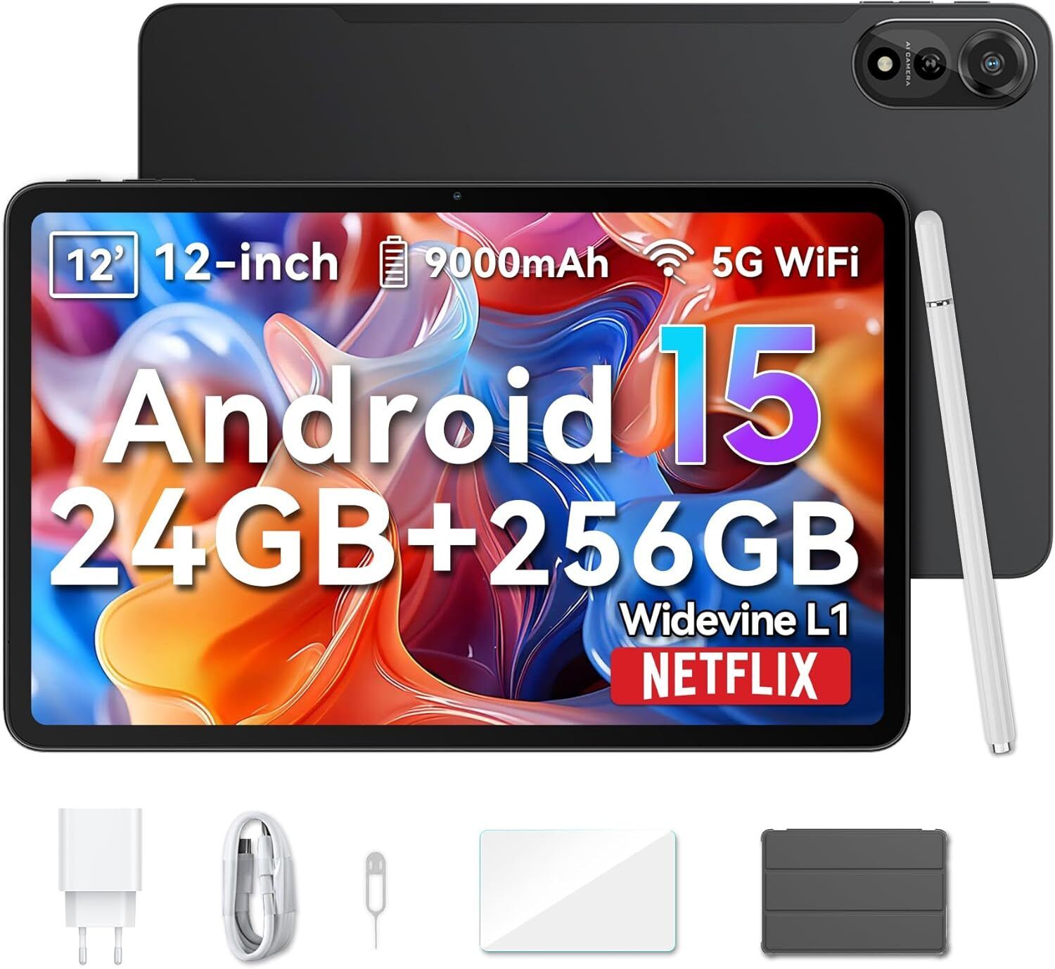 Blackview MEGA2 Tablette Tactile 11.97 Android 15 2.4G+5G Wifi RAM 24 Go ROM SD 9000mAh Tablette PC Dual Sim