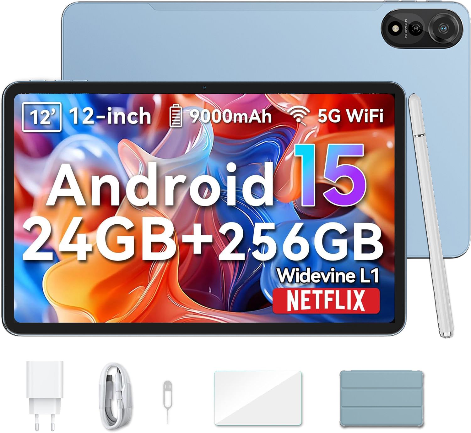 Blackview MEGA2 Tablette Tactile 11.97 Android 15 2.4G+5G Wifi RAM 24 Go ROM SD 9000mAh Tablette PC Dual Sim - vue 2