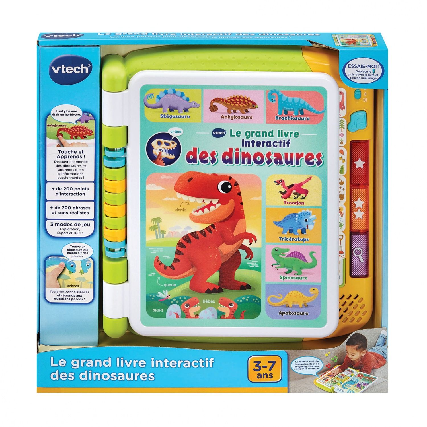 VTech Le Grand Livre Interactif des Dinosaures Imagier Sonore Livre Tactile Enfant Dinosaure Jouet Éducatif 14 Pages Illustrées et Interactives Cadeau Enfant Dès Contenu en Français - vue 9