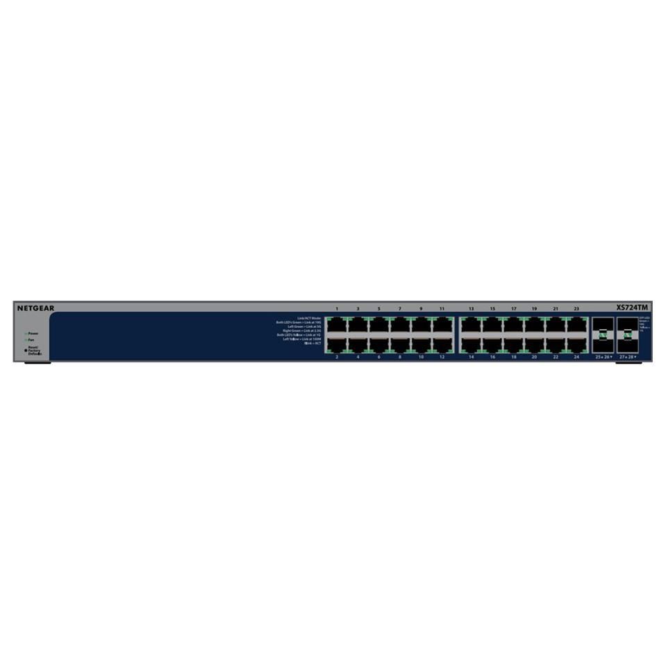 NETGEAR XS724TM Commutateur 2+/L3 Lite intelligent 24 x 1025 Gigabit Ethernet + 4 x 1 Gigabit / 10 Gigabit SFP+ de bureau Montable sur rack