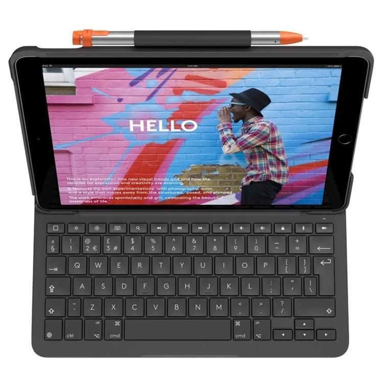 Logitech Slim Folio - Clavier et étui - sans fil - Bluetooth LE - AZERTY - Français - gris oxford - pour Apple 10.9-inch iPad (10ème génération)