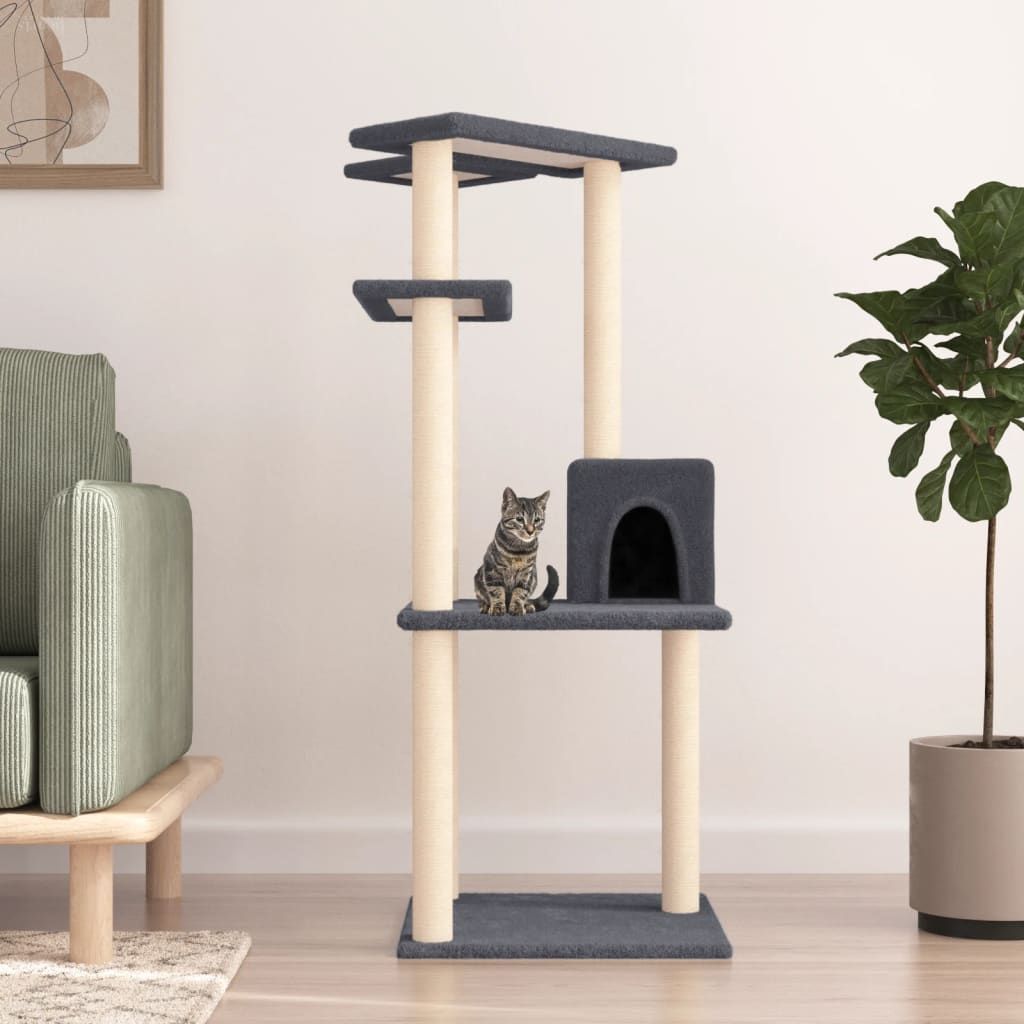 Comparer les prix de vidaXL Arbre à chat avec griffoirs en sisal gris foncé 123 cm