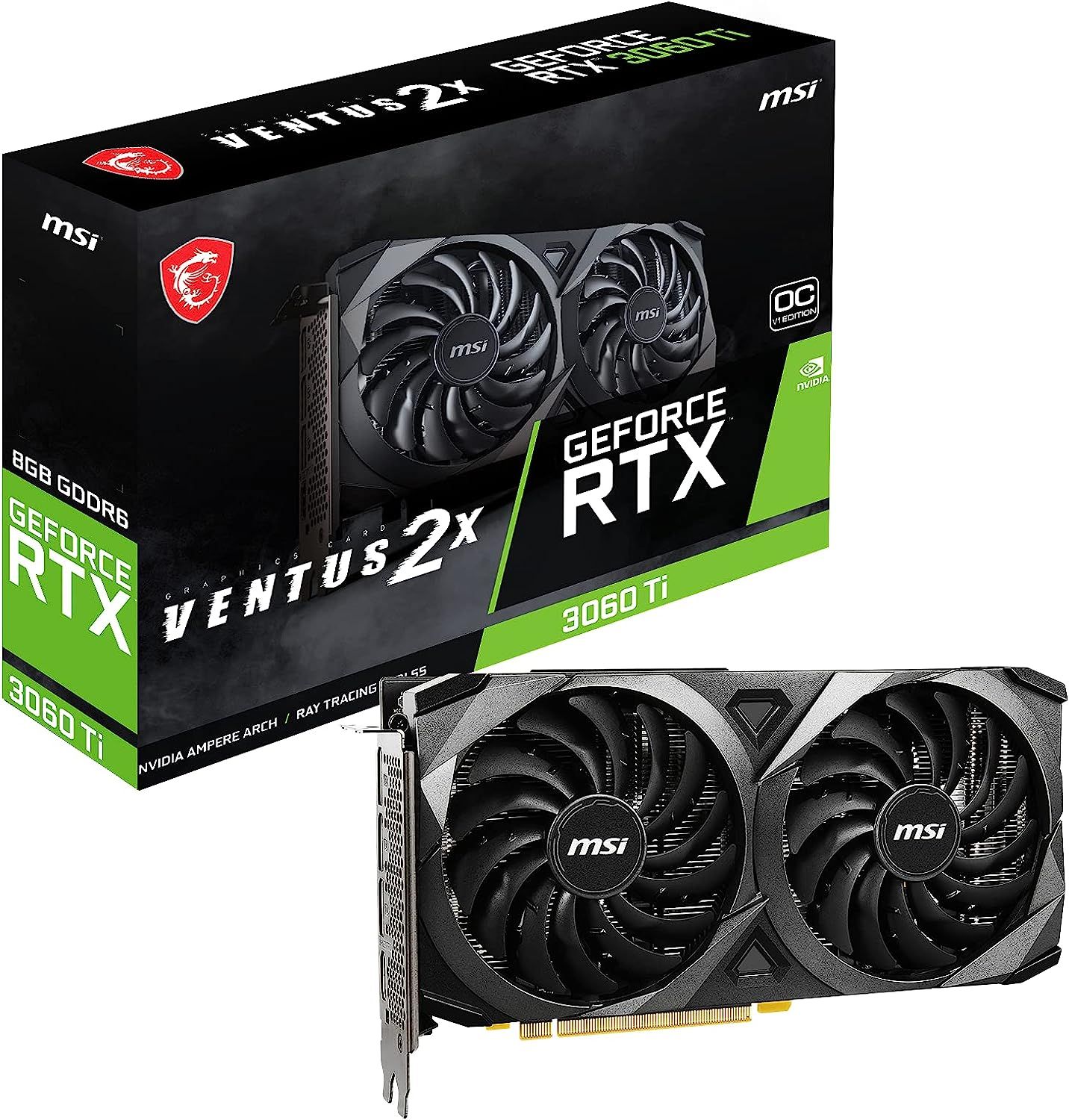 MSI VENTUS RTX 3060 TI 2X 8G OC V1 LHR carte graphique NVIDIA GeForce RTX 3060 Ti 8 Go GDDR6 Neuf - vue 6
