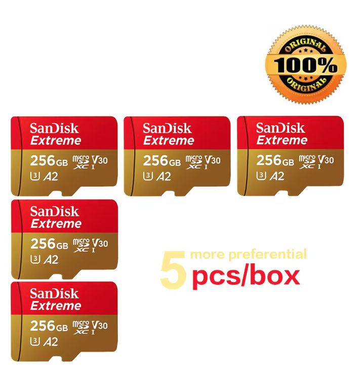 5PCS Carte microSDXC SanDisk Extreme Class 10 UHS I UHS Class 3 v30 Video 190130Mb/