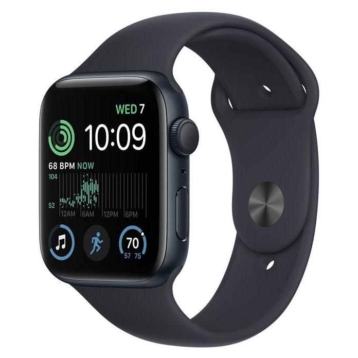 Apple Watch Se (Gps) - 2e Génération - 44 Mm - Aluminium Minuit - Montre Connectée Avec Bracelet Sport - Fluoroélastomère - Minuit - Taille Du Bracelet : Normal - 32 Go - Wi-Fi, Bluetooth - 32.9...