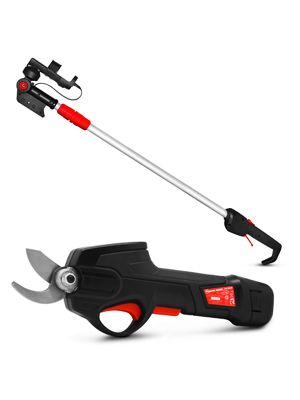 Sécateur rechargeable Elem Garden 7.2V Tête orientable Manche télescopique Léger et maniable