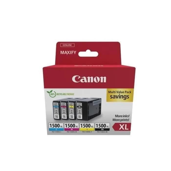 Canon PGI-1500XL BK/C/M/Y Multipack - Pack de 4 - XL - noir, jaune, cyan, magenta - original - réservoir d'encre - pour MAXIFY MB2050, MB2150, MB2155, MB2350, MB2750, MB2755