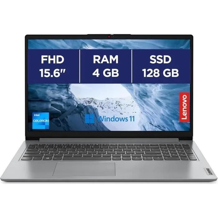 Lenovo IdeaPad 1 15IJL7 82LX - 15.6 Celeron N N4500 4 Go RAM 128 Go SSD Gris AZERTY