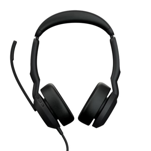 Jabra Evolve2 50 UC Stereo - Micro-casque - sur-oreille - filaire - Suppresseur de bruit actif - USB-C, USB-A - noir - certifié UC