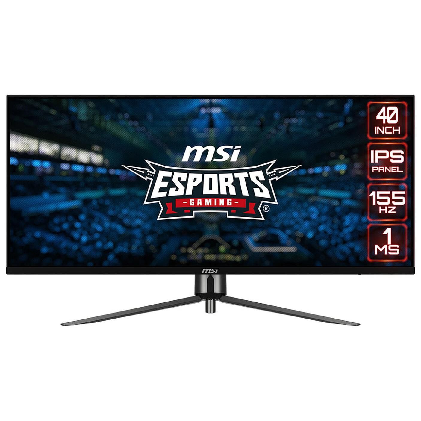 MSI MAG401QR - Écran LED - jeux - 40 - 3440 x 1440 UWQHD @ 155 Hz - IPS - 400 cd/m² - 1000:1 - DisplayHDR 400 - 1 ms - 2xHDMI, DisplayPort, USB-C - noir