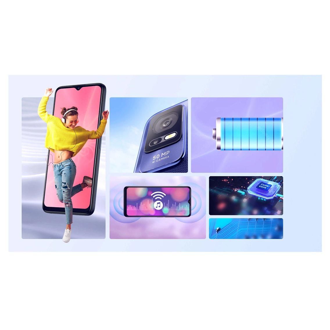 TCL 408 16,8 cm (6.6) Double SIM Android 12 4G USB Type-C 4 Go 64 Go 5000 mAh Bleu