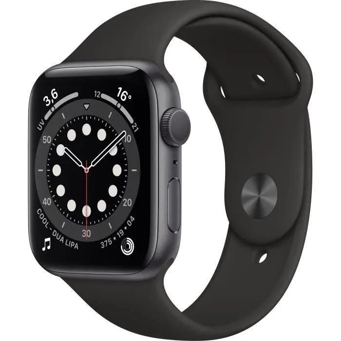 Apple Watch Series 6 Gps - 44mm Boîtier Aluminium Gris Sidéral - Bracelet Noir (2020) - Reconditionné - Etat Correct