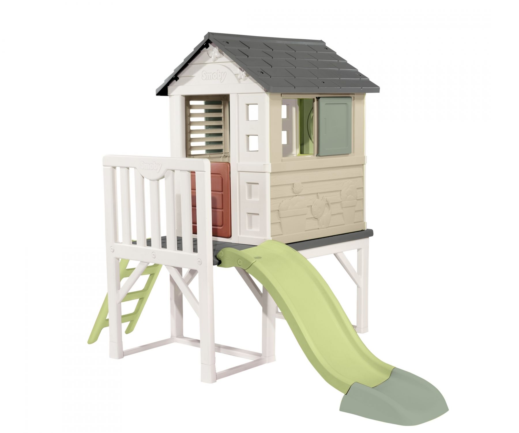 Smoby Life Maison Pilotis avec toboggan Nouveau colori Plateforme 70cm Anti UV Fabriqué en France - vue 2