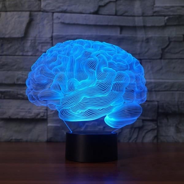  - 3d Lampe D'illusion Cerveau Forme Couleur Changeante Commutateur Tactile Led Veilleuse Acrylique Bureau Atmos.
