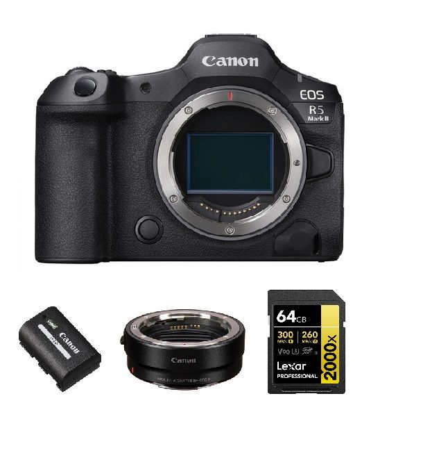 Canon EOS R5 II Boîtier+ Canon LP E6P batterie + EF EOS R monture+carte mémoire Lexar SDXC Professional UHS II - vue 2