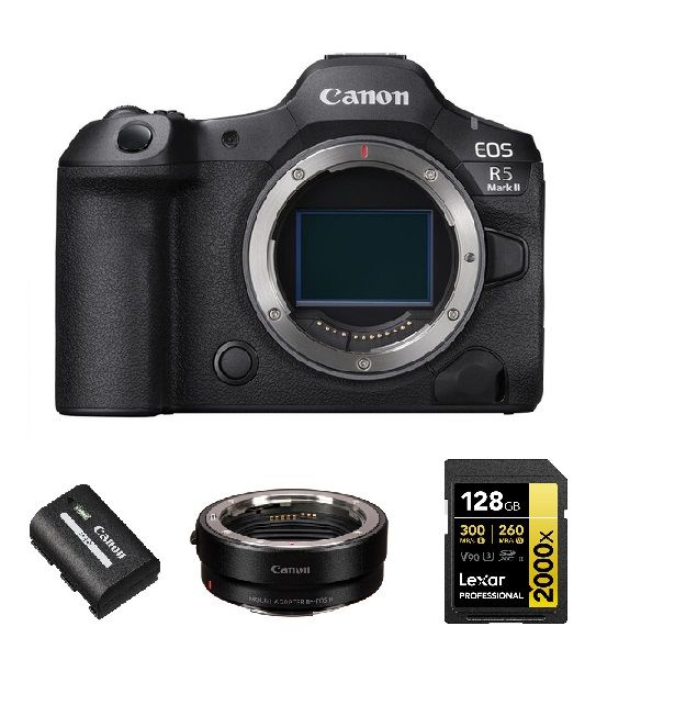 Canon EOS R5 II Boîtier+ Canon LP E6P batterie + EF EOS R monture+carte mémoire Lexar SDXC Professional UHS II
