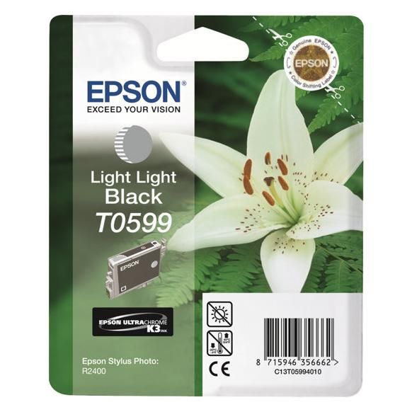 Epson T0599 - 13 ml - noir clair - original - blister - cartouche d'encre - pour Stylus Photo R2400