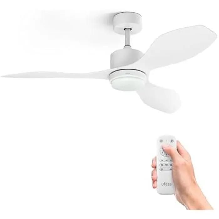 Ventilateur de Plafond UFESA Butan avec Lumière 6 Vitesses Ultra Silencieux 3 Pales 122cm