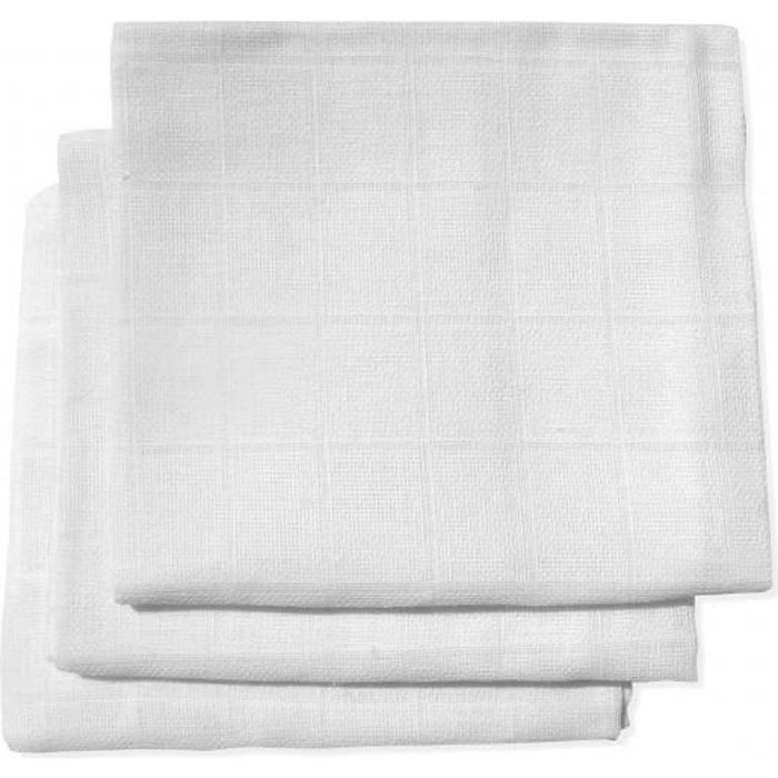  - Lot De 3 Langes En Coton Bio Blanc 70x70cm