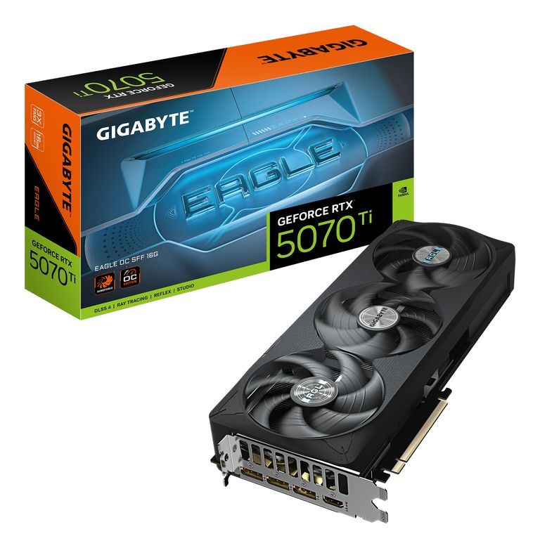 GIGABYTE GeForce RTX 5070 Ti EAGLE OC SFF 16G Scheda Grafica GDDR7 256 bit PCI E 5.0 2542 MHz Core Clock 3 x DP 2. 1 x HDMI 2.1b NVIDIA DLSS 4 GV N507TEAGLE OC 16GD