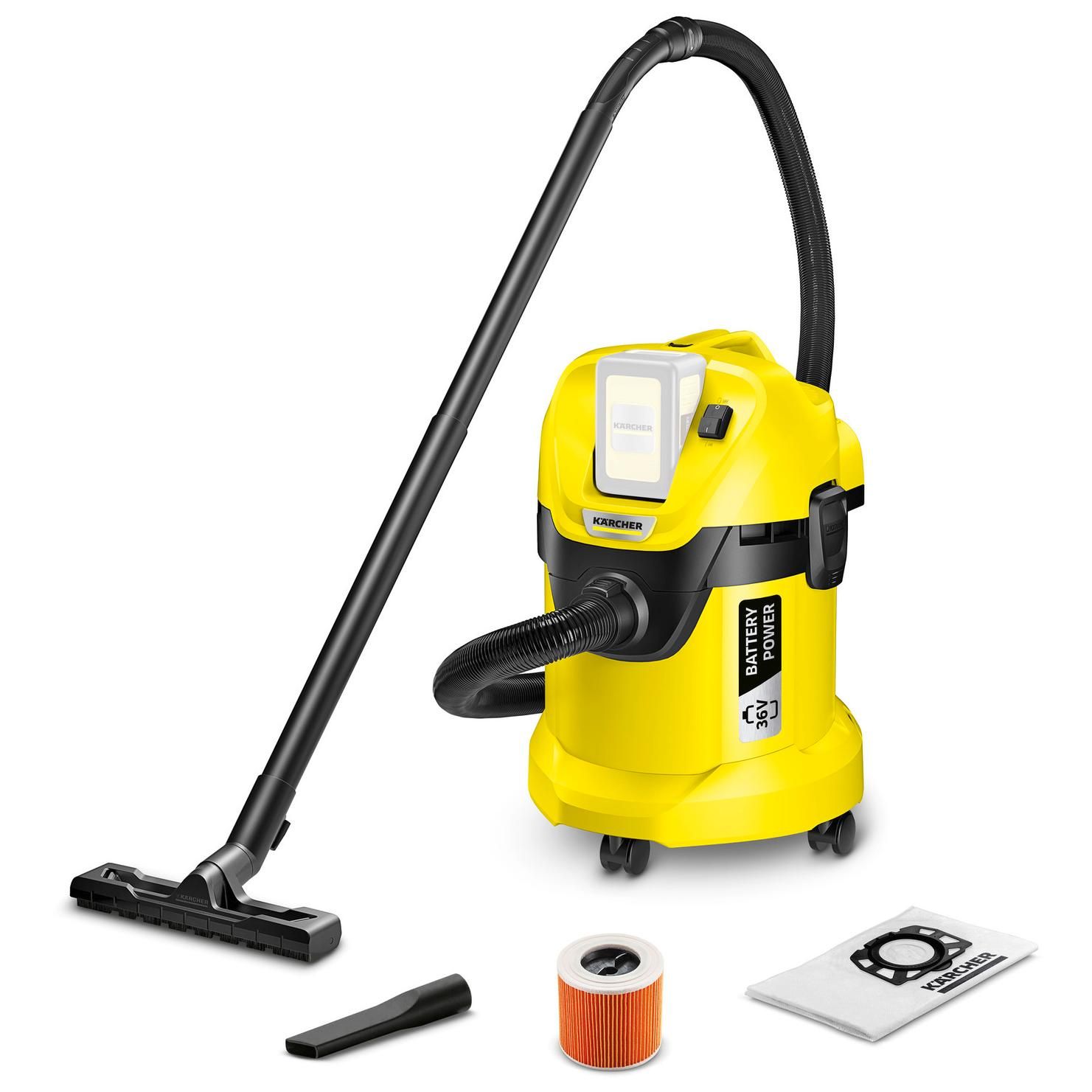 Aspirateur eau et poussières à batterie Kärcher WD 3 sans fil sans la batterie amovible 1.629 910.0