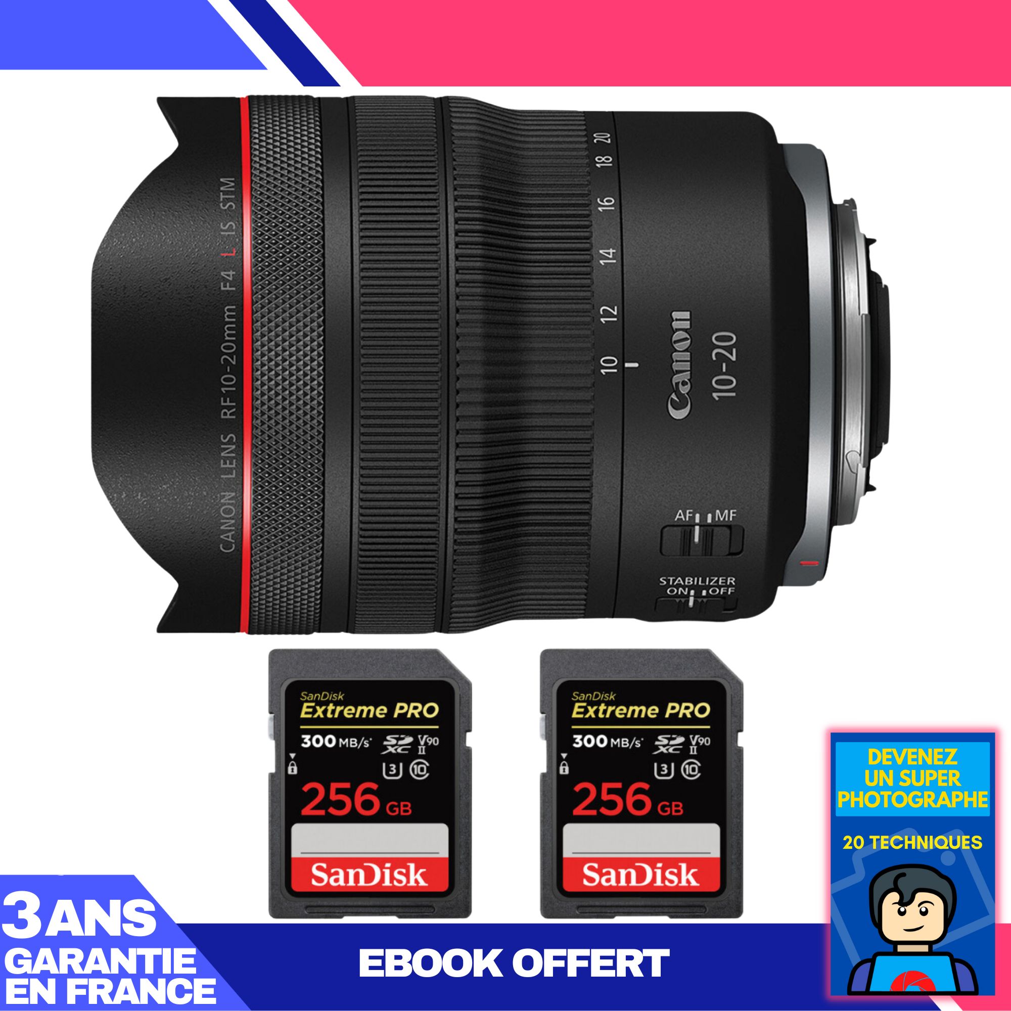 Canon RF 10 20mm f4 IS STM + 2 SanDisk Extreme PRO UHS II SDXC 300 MB/ + Ebook 'Devenez Un Super Photographe - vue 3